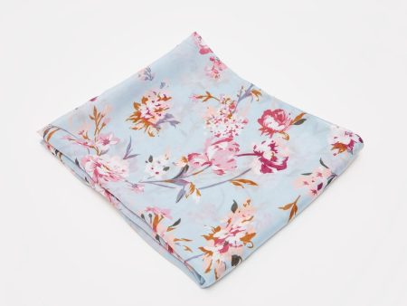 All Over Floral Print Scarf - Blue Cheap