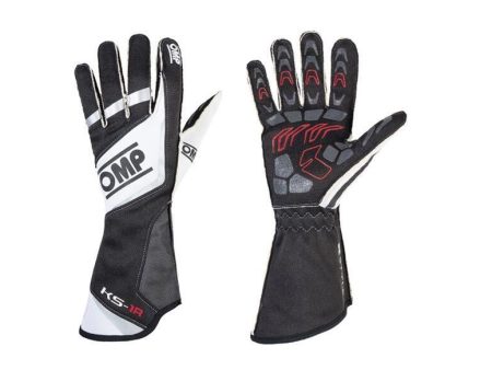 OMP KS-1R Gloves Black White Silver - Size XL Discount